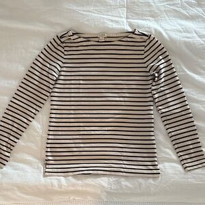 J. Crew Factory Boat Neck Black and White Striped Long Sleeve Shirt